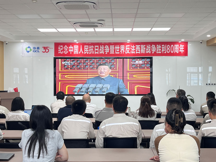 9月3日上午，支部组织各党员、积极分子、退伍军人、各部门负责人及部门代表集中观看纪念中国人民抗日战争暨世界反法西斯战争胜利80周年大会。